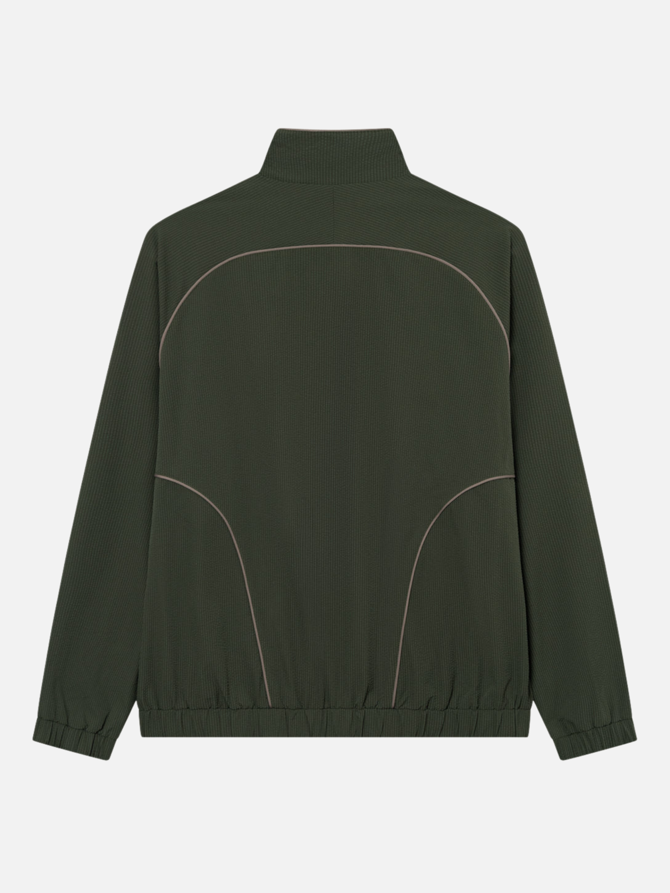 Les Deux Jack Seersucker Track Jacket Sporty Sports Inspired Jackets for Men Vintage Retro Top Fall Winter Men’s Outerwear Duffel Bag Green Yellow Trim Detail Athens GA Georgia Kempt Menswear Store Near Me