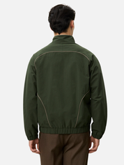 Les Deux Jack Seersucker Track Jacket Sporty Sports Inspired Jackets for Men Vintage Retro Top Fall Winter Men’s Outerwear Duffel Bag Green Yellow Trim Detail Athens GA Georgia Kempt Menswear Store Near Me