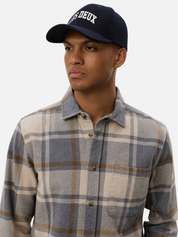 Les Deux Jeremy Check Flannel Shirt LS Long Sleeve Collared Button Up Paid Grey Melange Fall Winter Men’s Tops Athens GA Georgia Kempt Menswear Store Near Me