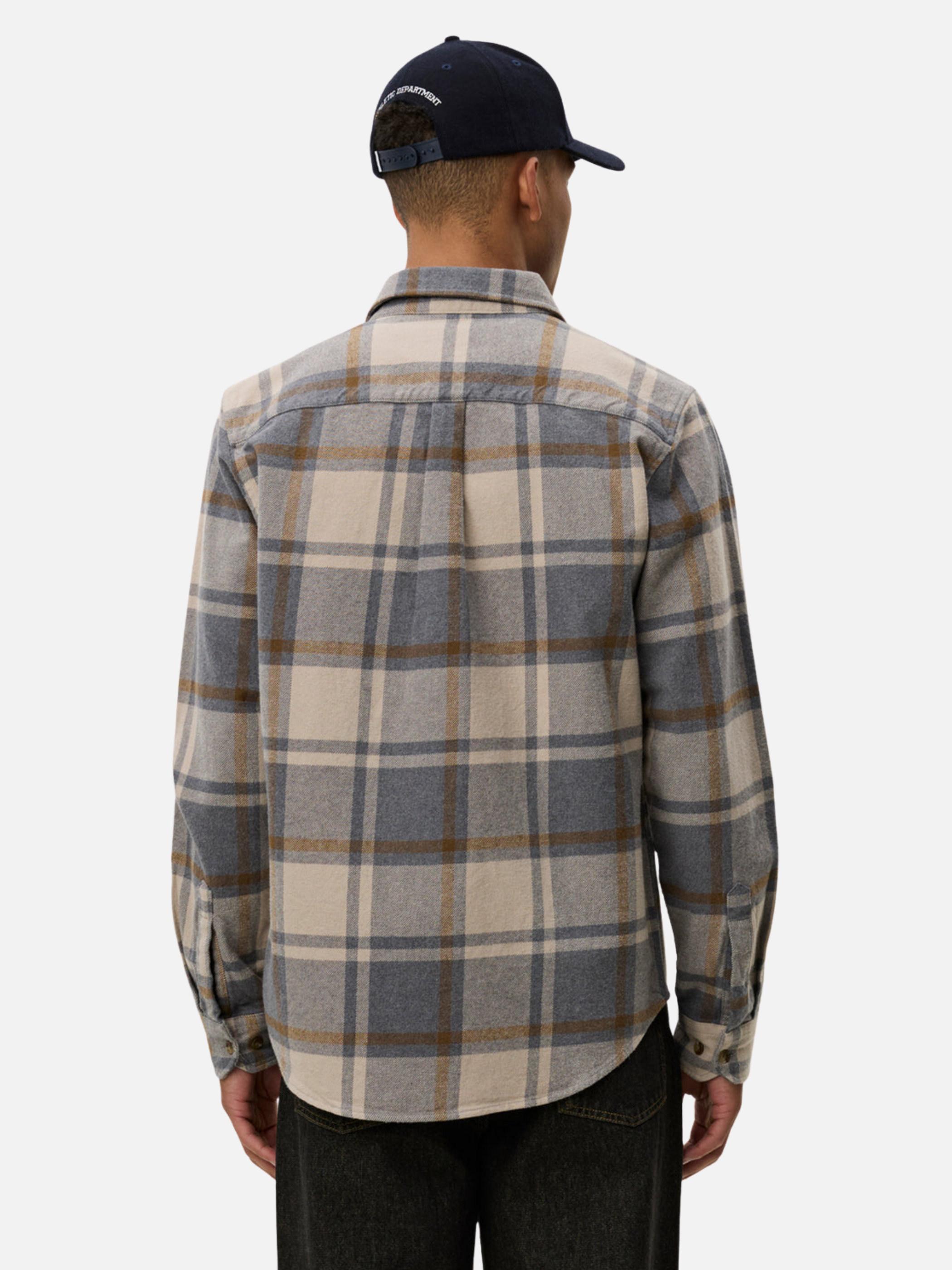 Les Deux Jeremy Check Flannel Shirt LS Long Sleeve Collared Button Up Paid Grey Melange Fall Winter Men’s Tops Athens GA Georgia Kempt Menswear Store Near Me