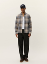 Les Deux Jeremy Check Flannel Shirt LS Long Sleeve Collared Button Up Paid Grey Melange Fall Winter Men’s Tops Athens GA Georgia Kempt Menswear Store Near Me