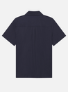 Les Deux Kingsley SS Short Sleeve Spring Summer Men’s Shirt Top for Men Camp Collar Button Up Embroidery Design Dark Navy Blue 
