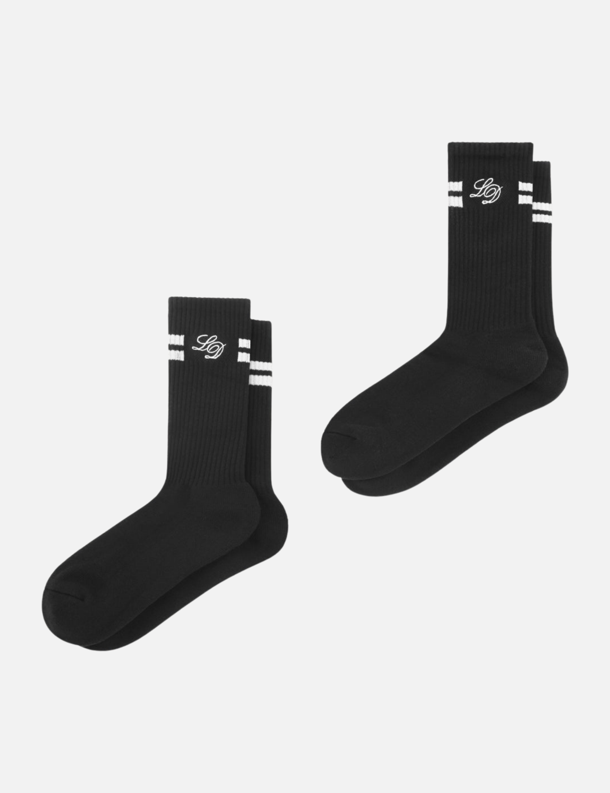 Les Deux Brand LD Embroidered Half Terry Socks Black Two Pack Gifts Accessories for Men Athens GA Georgia Kempt Menswear Store Near Me