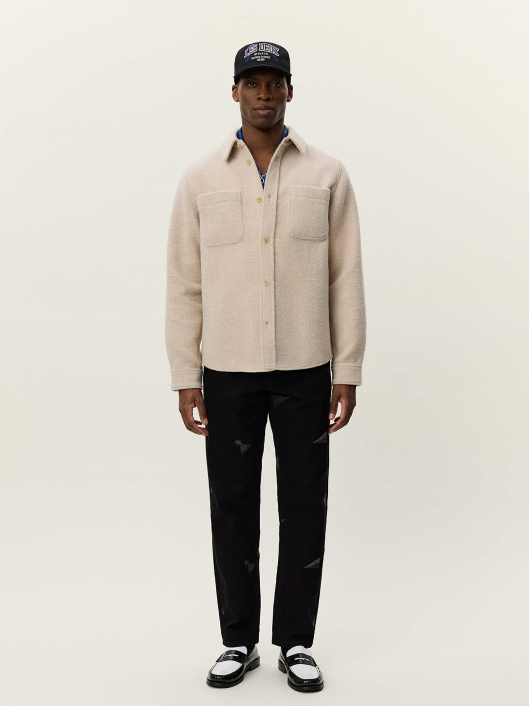 Les Deux Lennon Bouclé Overshirt Collared LS Long Sleeve Outerwear Cream Ivory White Button Up Tops for Men Men’s Tops Athens GA Georgia Kempt Menswear Store Near Me