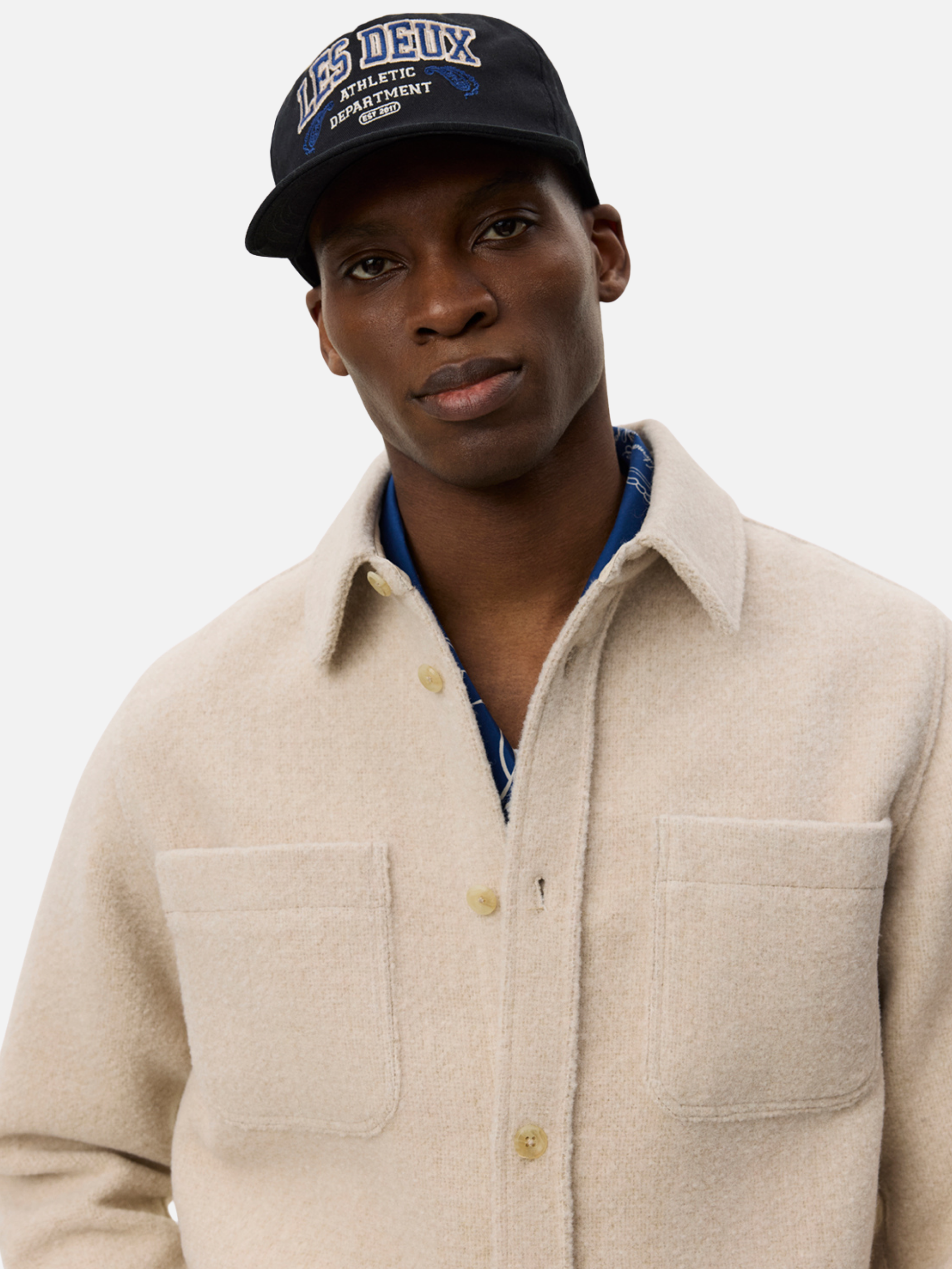 Les Deux Lennon Bouclé Overshirt Collared LS Long Sleeve Outerwear Cream Ivory White Button Up Tops for Men Men’s Tops Athens GA Georgia Kempt Menswear Store Near Me