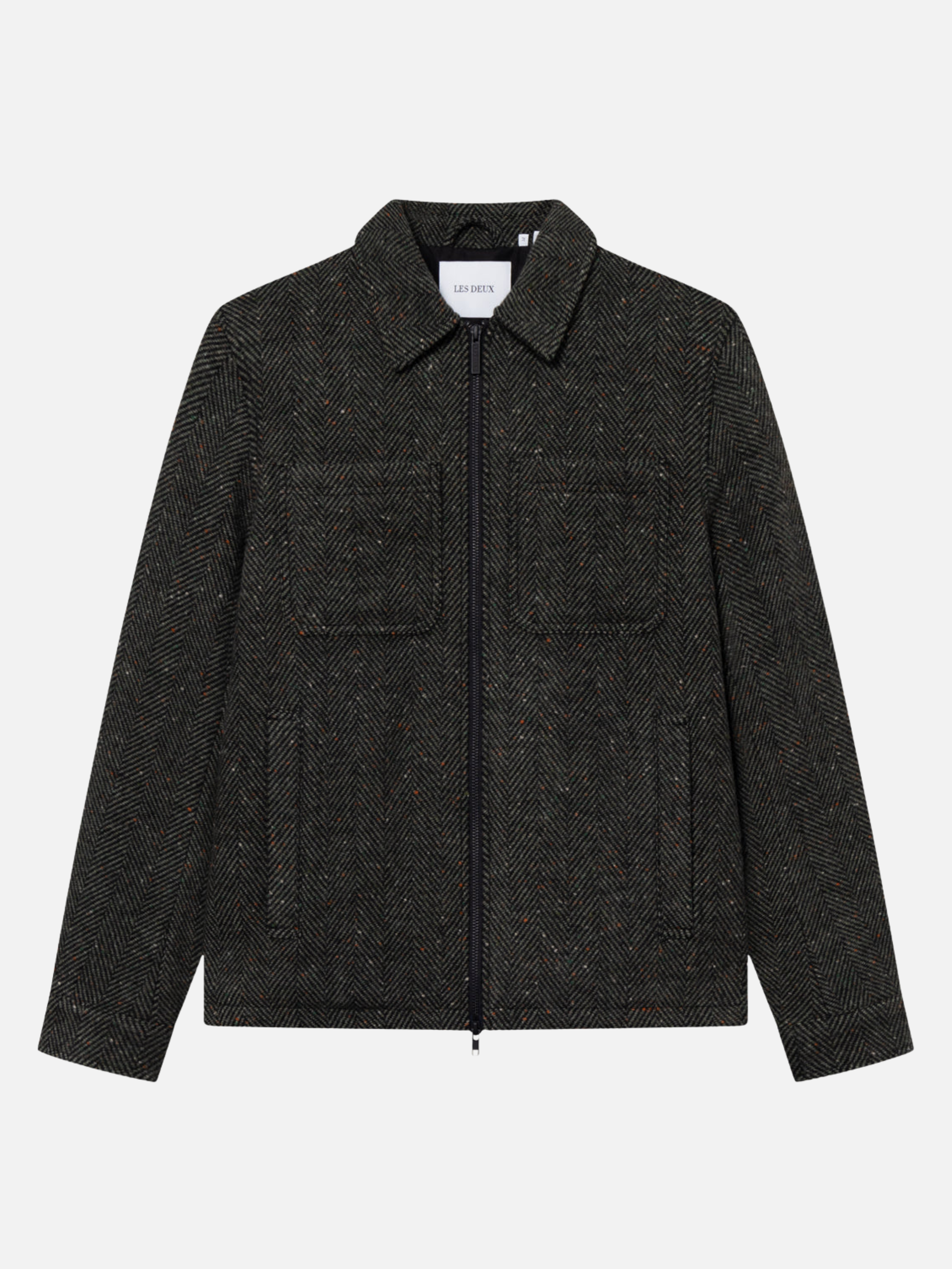 Les Deux Marseille Herringbone Wool Jacket Zip Up Outerwear Four Front Pockets Collared Zipped Jackets for Men Men’s Fall Winter Tops Duffel Bag Green Design Athens GA Georgia Kempt Menswear Store Near Me