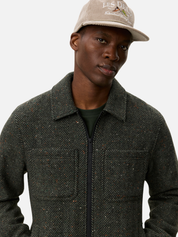 Les Deux Marseille Herringbone Wool Jacket Zip Up Outerwear Four Front Pockets Collared Zipped Jackets for Men Men’s Fall Winter Tops Duffel Bag Green Design Athens GA Georgia Kempt Menswear Store Near Me