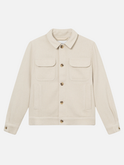 Les Deux Nash 2.0 Wool Hybrid Textured Jacket Ivory White Cream Front Pockets Collared Button Down Men’s Outerwear Overshirt Athens GA Georgia Kempt Menswear Store