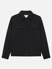 Les Deux Nash Twill Wool Jacket Black Texture Collared Button Up Front Pocket Winter Fall Men’s Outerwear Tops for Men Athens GA Georgia Kempt Menswear Store Near Me