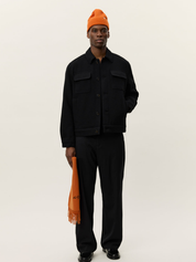 Les Deux Nash Twill Wool Jacket Black Texture Collared Button Up Front Pocket Winter Fall Men’s Outerwear Tops for Men Athens GA Georgia Kempt Menswear Store Near Me