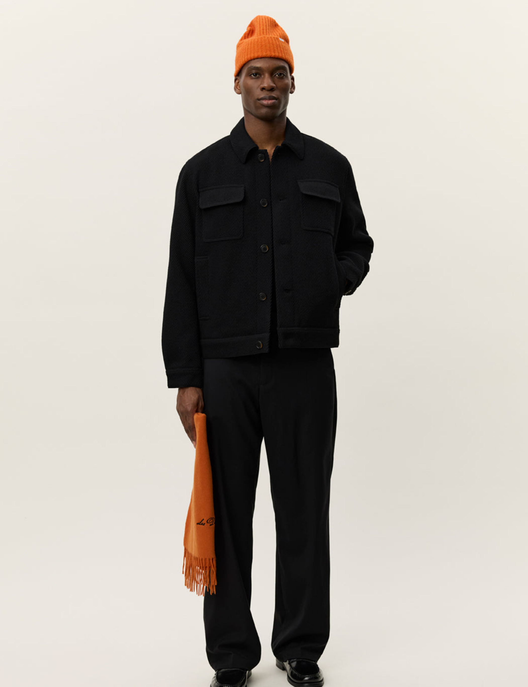 Les Deux Nash Twill Wool Jacket Black Texture Collared Button Up Front Pocket Winter Fall Men’s Outerwear Tops for Men Athens GA Georgia Kempt Menswear Store Near Me