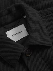 Les Deux Nash Twill Wool Jacket Black Texture Collared Button Up Front Pocket Winter Fall Men’s Outerwear Tops for Men Athens GA Georgia Kempt Menswear Store Near Me