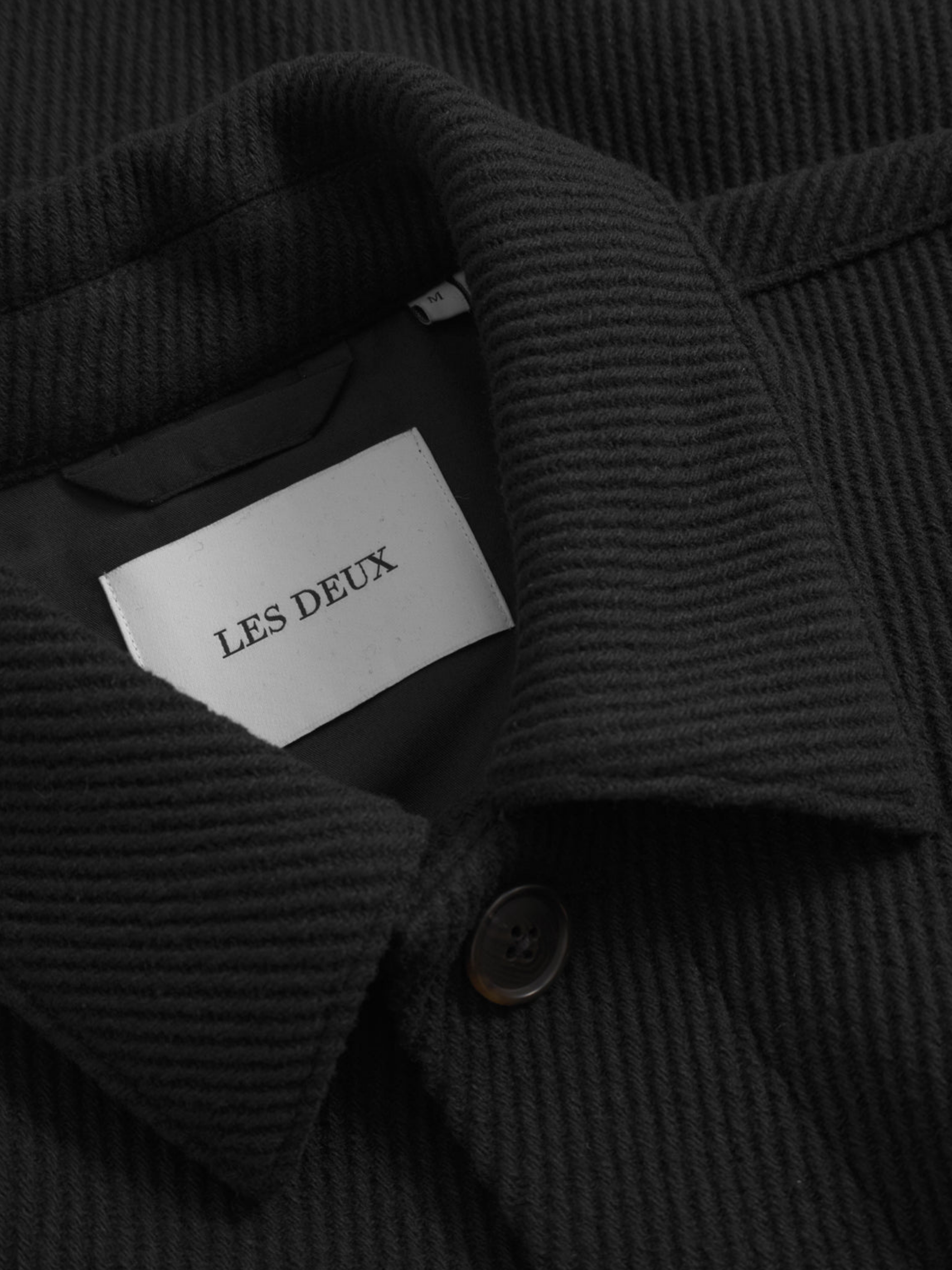 Les Deux Nash Twill Wool Jacket Black Texture Collared Button Up Front Pocket Winter Fall Men’s Outerwear Tops for Men Athens GA Georgia Kempt Menswear Store Near Me