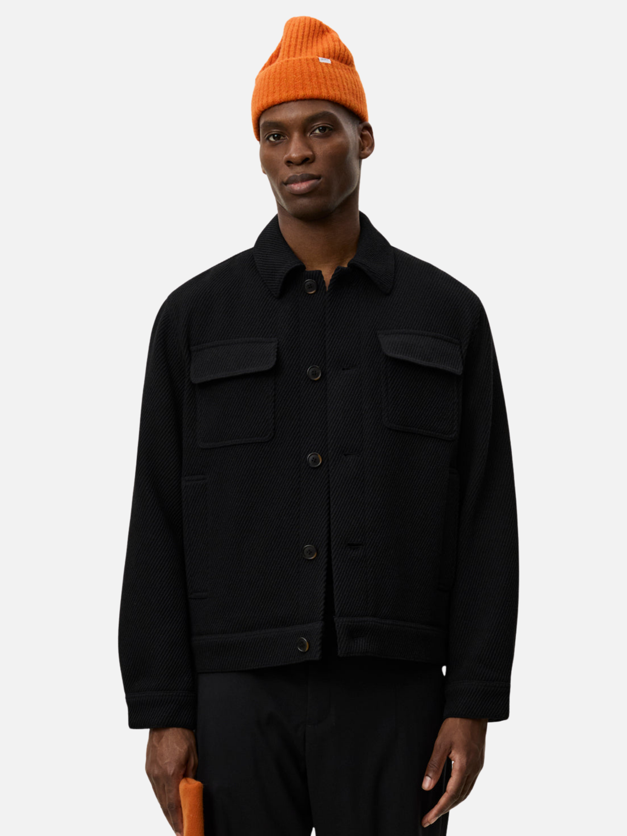 Les Deux Nash Twill Wool Jacket Black Texture Collared Button Up Front Pocket Winter Fall Men’s Outerwear Tops for Men Athens GA Georgia Kempt Menswear Store Near Me