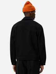 Les Deux Nash Twill Wool Jacket Black Texture Collared Button Up Front Pocket Winter Fall Men’s Outerwear Tops for Men Athens GA Georgia Kempt Menswear Store Near Me