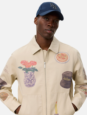 Les Deux Robert AOP All Over Print Twill Zip Up Jacket Artsy Art Design Oyster Gray White Unique Print Men’s Jackets Outerwear for Fall Winter for Men Athens GA Georgia Kempt Menswear Store Near Me