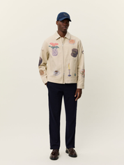 Les Deux Robert AOP All Over Print Twill Zip Up Jacket Artsy Art Design Oyster Gray White Unique Print Men’s Jackets Outerwear for Fall Winter for Men Athens GA Georgia Kempt Menswear Store Near Me