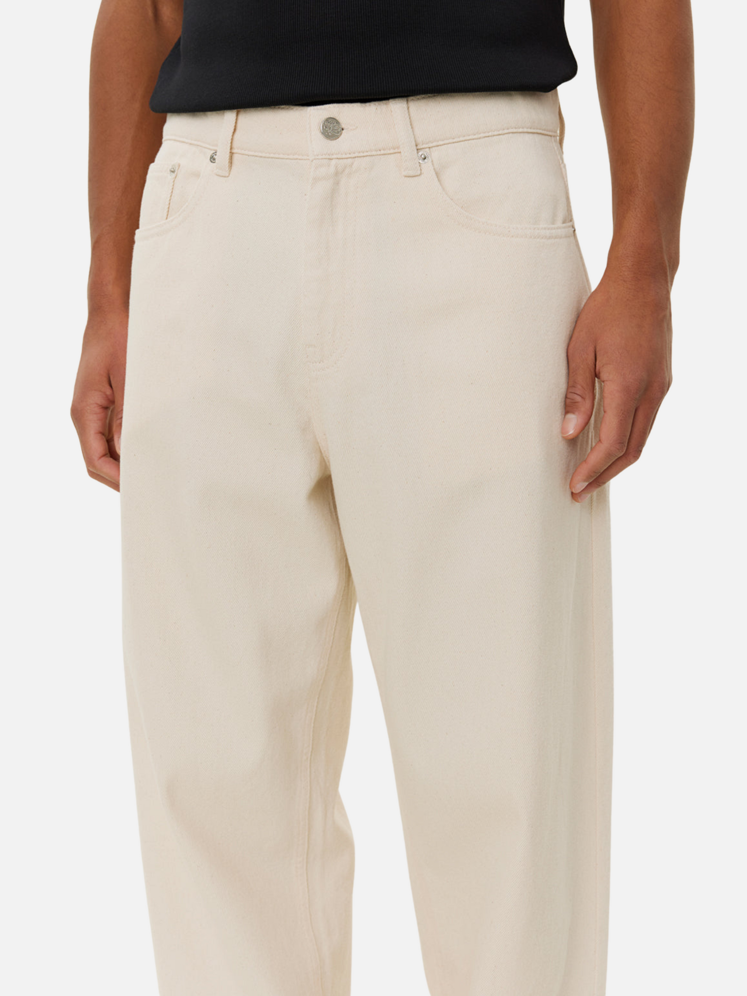 Les Deux Roi Denim Pants Ivory Cream Relaxed Wide Baggy Fit Men’’s Bottoms for Men Athens GA Georgia Kempt Menswear Store Near Me 