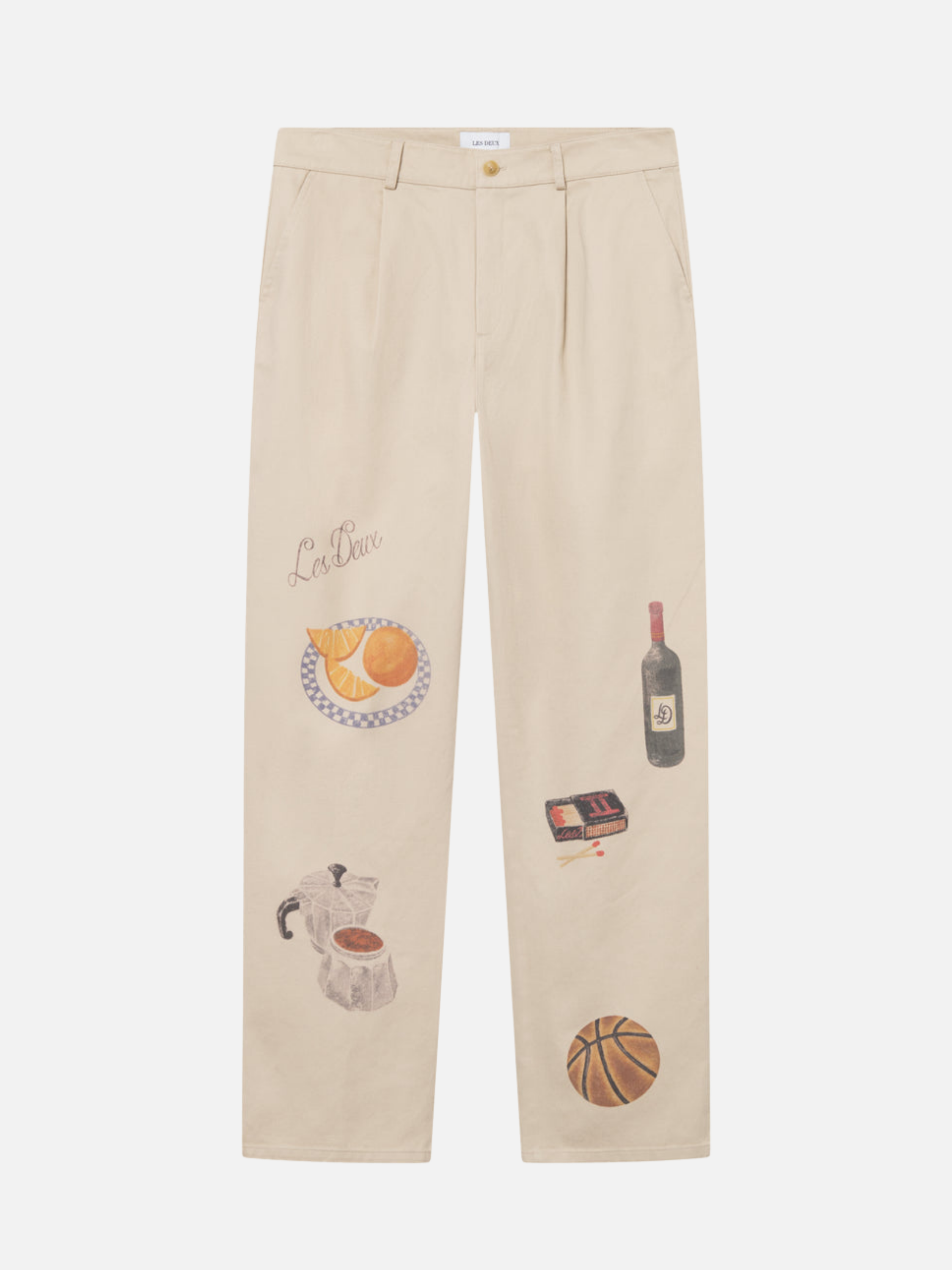 Les Deux Romeo Pleated AOP All Over Print Twill Canvas Pants Trousers Artsy Art Design Oyster Gray White Unique Print Men’s Bottoms Pants for Fall Winter for Men Athens GA Georgia Kempt Menswear Store Near Me