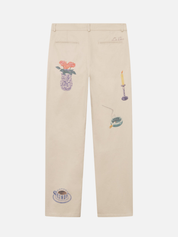 Les Deux Romeo Pleated AOP All Over Print Twill Canvas Pants Trousers Artsy Art Design Oyster Gray White Unique Print Men’s Bottoms Pants for Fall Winter for Men Athens GA Georgia Kempt Menswear Store Near Me