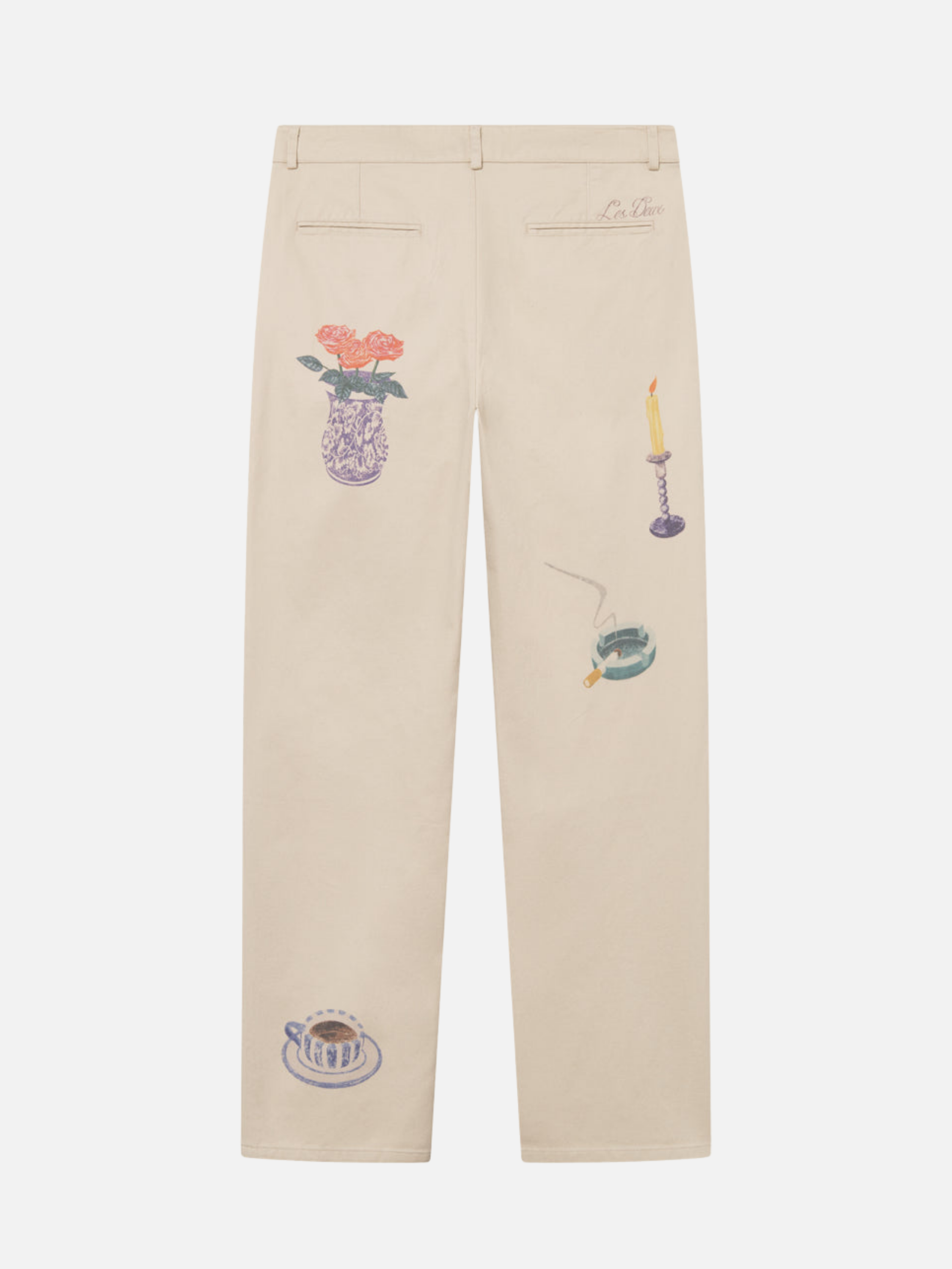 Les Deux Romeo Pleated AOP All Over Print Twill Canvas Pants Trousers Artsy Art Design Oyster Gray White Unique Print Men’s Bottoms Pants for Fall Winter for Men Athens GA Georgia Kempt Menswear Store Near Me