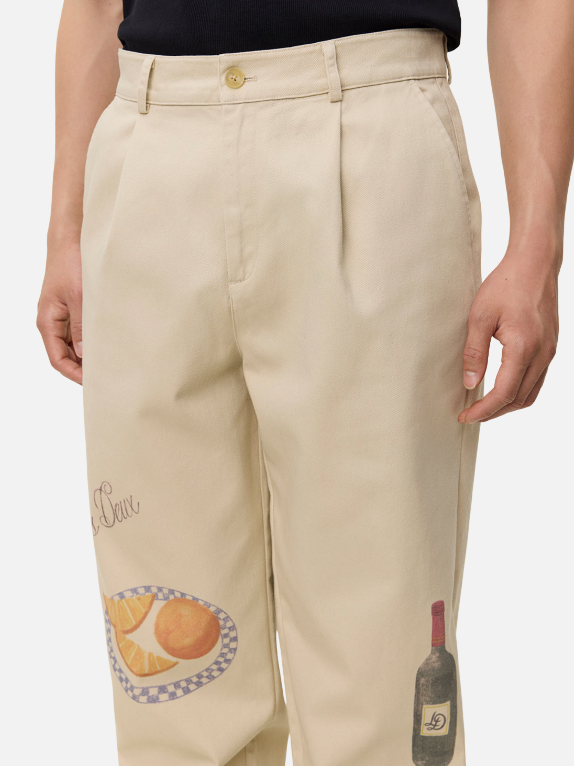 Les Deux Romeo Pleated AOP All Over Print Twill Canvas Pants Trousers Artsy Art Design Oyster Gray White Unique Print Men’s Bottoms Pants for Fall Winter for Men Athens GA Georgia Kempt Menswear Store Near Me