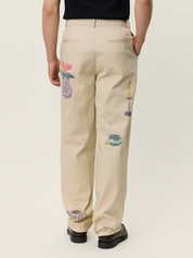 Les Deux Romeo Pleated AOP All Over Print Twill Canvas Pants Trousers Artsy Art Design Oyster Gray White Unique Print Men’s Bottoms Pants for Fall Winter for Men Athens GA Georgia Kempt Menswear Store Near Me