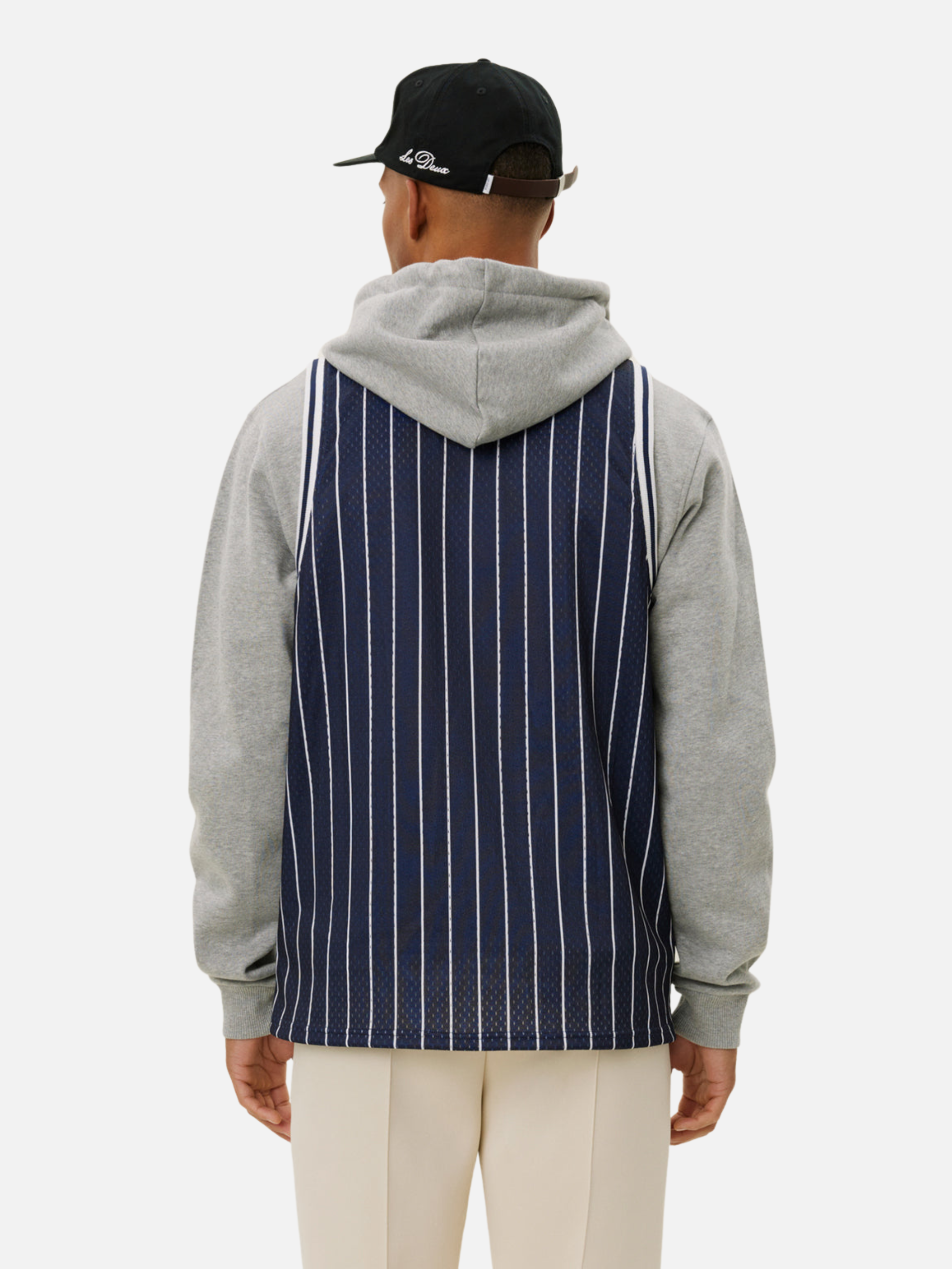 Les Deux Silas Mesh Tank Top Dark Navy Blue Light Ivory White Men’s Sports Top for Men Layering Athens GA Georgia Kempt Menswear Store Near Me