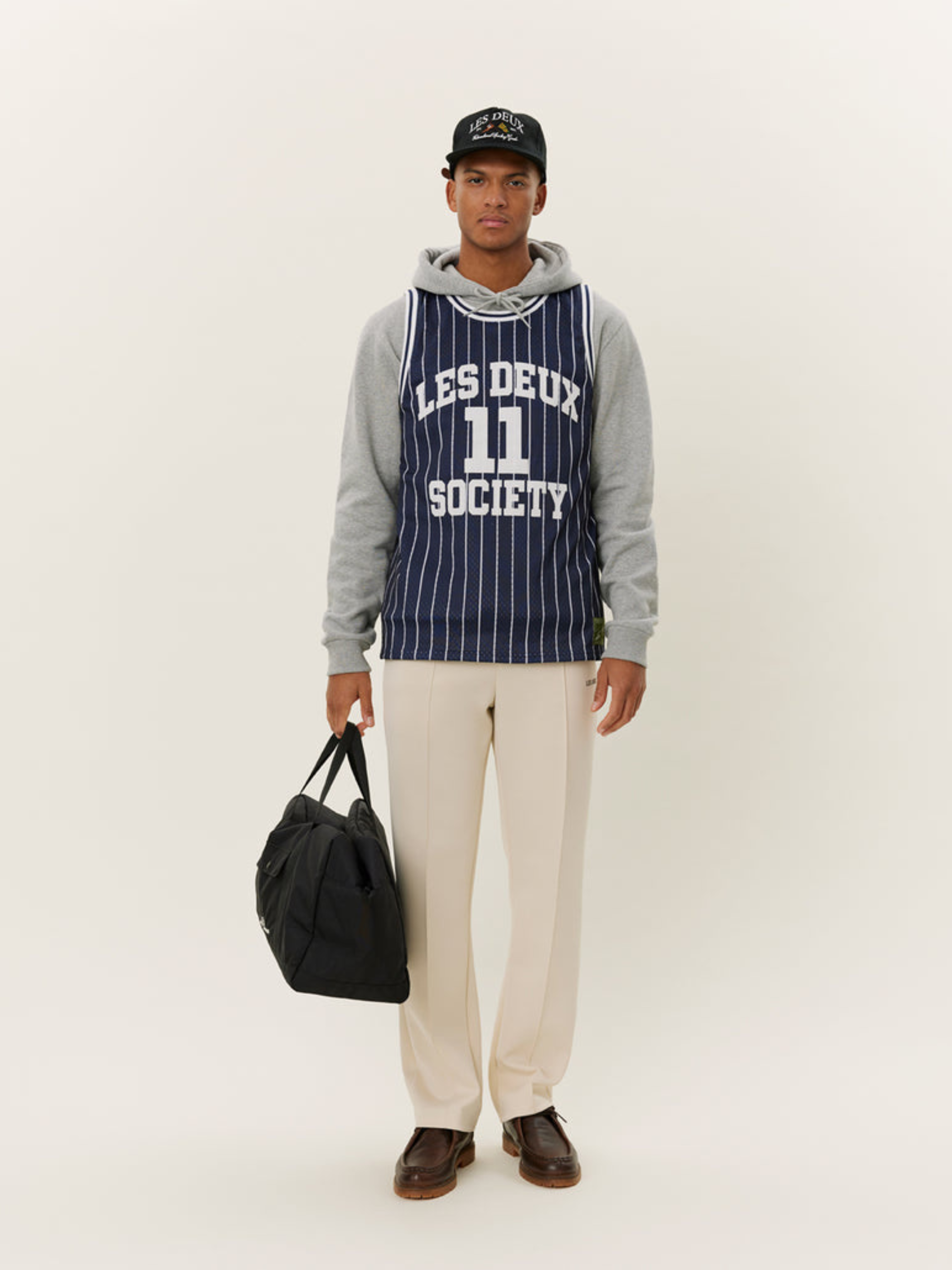 Les Deux Silas Mesh Tank Top Dark Navy Blue Light Ivory White Men’s Sports Top for Men Layering Athens GA Georgia Kempt Menswear Store Near Me