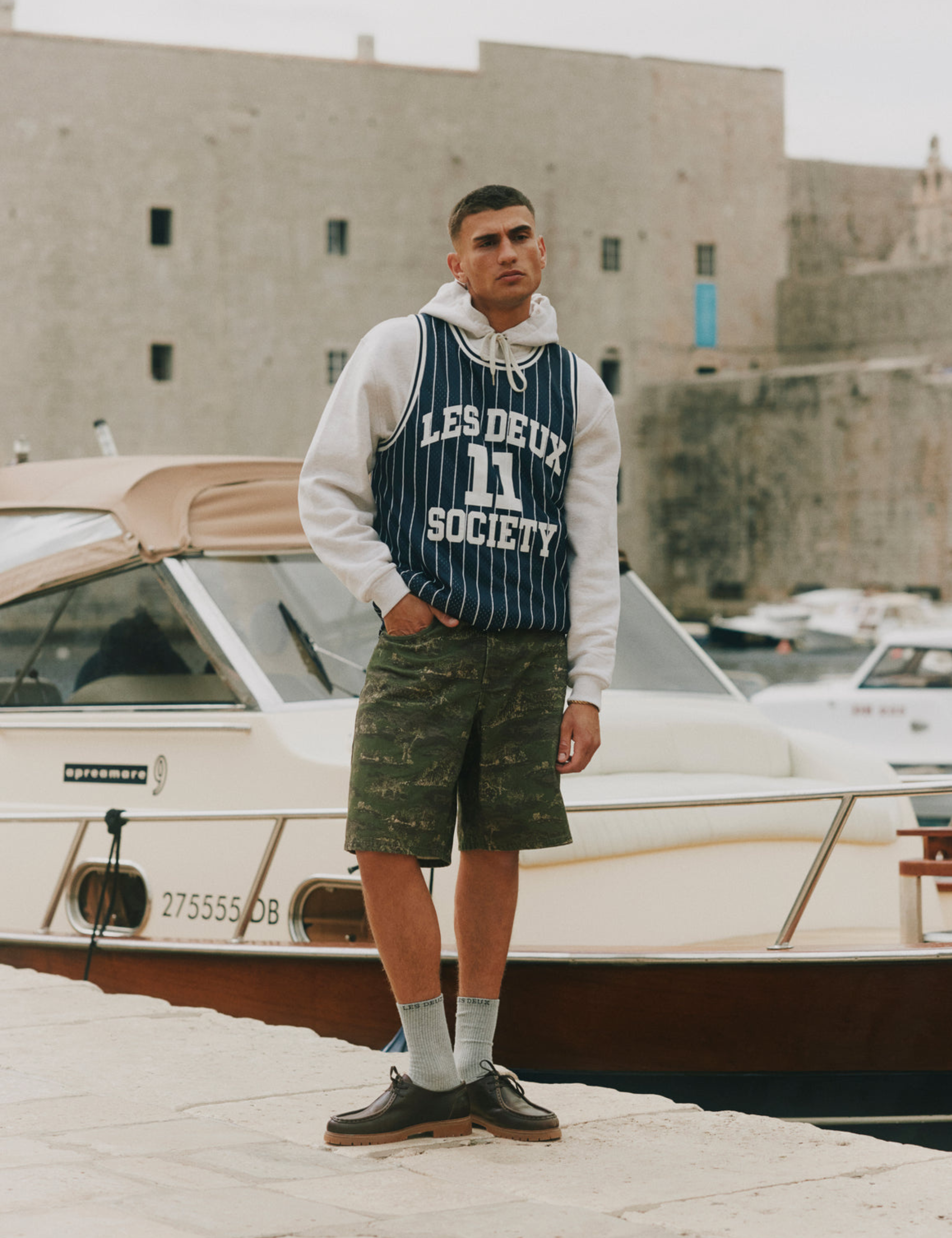 Les Deux Silas Mesh Tank Top Dark Navy Blue Light Ivory White Men’s Sports Top for Men Layering Athens GA Georgia Kempt Menswear Store Near Me