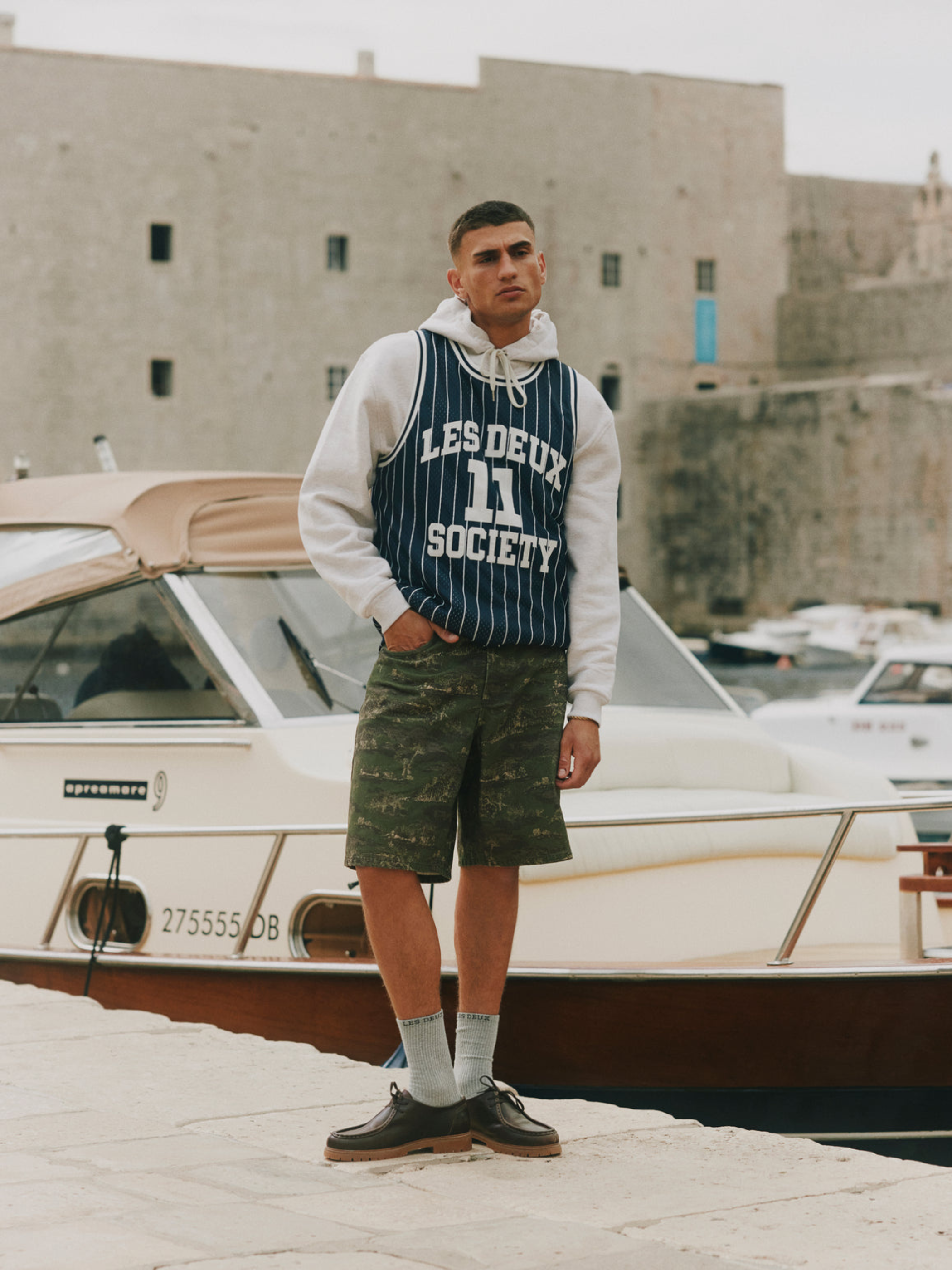 Les Deux Silas Mesh Tank Top Dark Navy Blue Light Ivory White Men’s Sports Top for Men Layering Athens GA Georgia Kempt Menswear Store Near Me