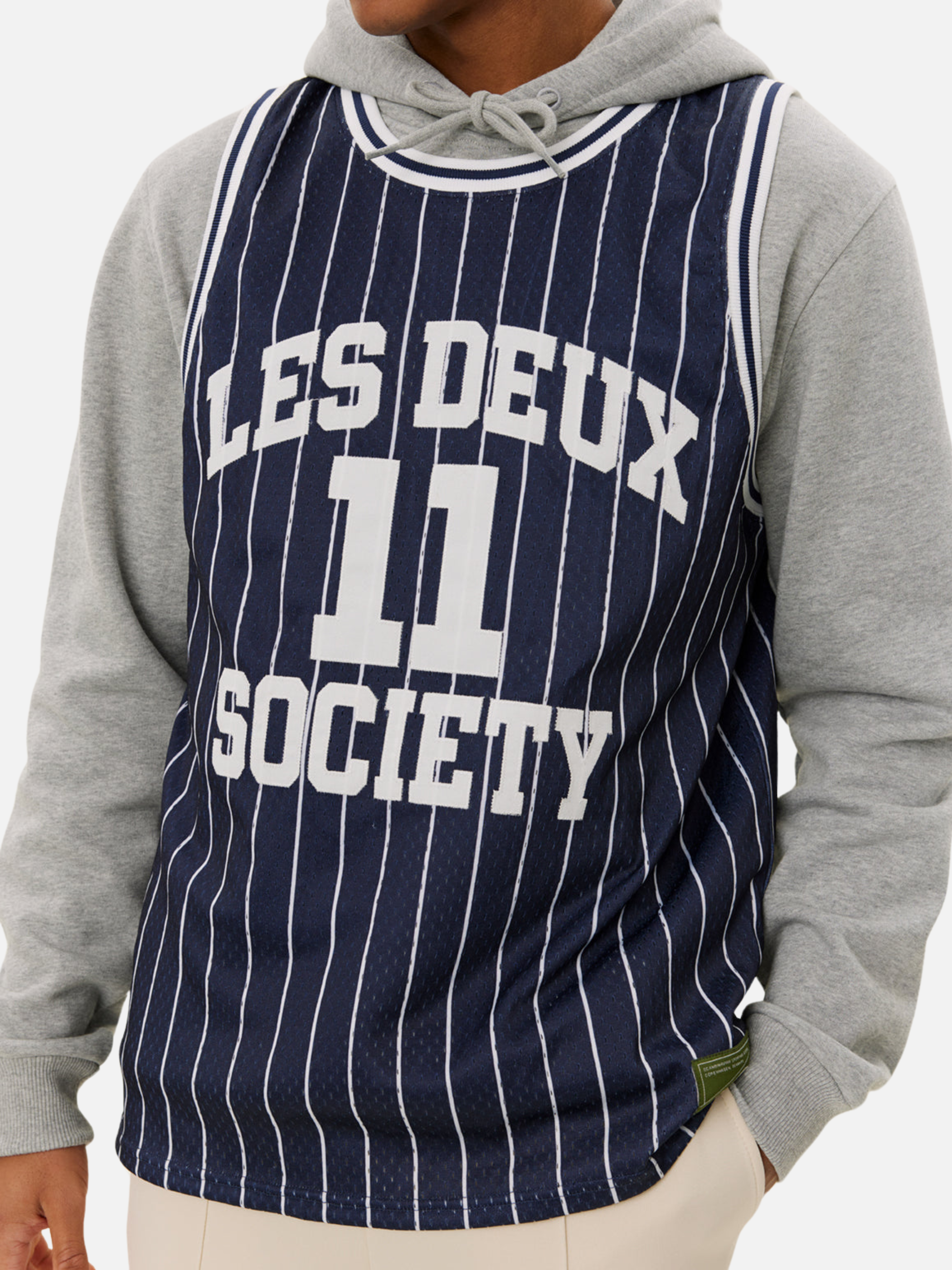 Les Deux Silas Mesh Tank Top Dark Navy Blue Light Ivory White Men’s Sports Top for Men Layering Athens GA Georgia Kempt Menswear Store Near Me