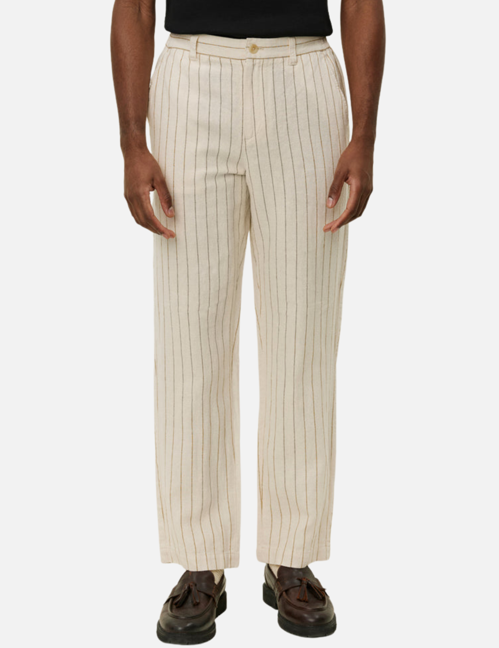 Les Deux Striped Pino Linen Pants Ivory Tan Lightweight Light Summer Bottoms Men’s Pant for Men Athens GA Georgia Kempt Menswear Store Near Me
