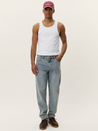 Les Deux Ryder Washed Denim Jeans Pants Loose Tapered Fit Light Indigo Wash Pants Bottoms for Men Athens GA Georgia Kempt Menswear Store Near Me