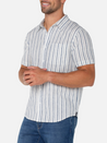 Liverpool Men’s SS Short Sleeve Button Up Shirt White Navy Collared Spring Summer Casual Top for Men Stripe Design Pattern Athens GA Georgia Kempt Menswear Store Near Me