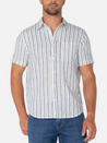 Liverpool Men’s SS Short Sleeve Button Up Shirt White Navy Collared Spring Summer Casual Top for Men Stripe Design Pattern Athens GA Georgia Kempt Menswear Store Near Me