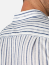Liverpool Men’s SS Short Sleeve Button Up Shirt White Navy Collared Spring Summer Casual Top for Men Stripe Design Pattern Athens GA Georgia Kempt Menswear Store Near Me