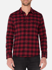 Liverpool Kahan Button Up Red Black Crimson Multi Plaid LS Long Sleeve Collared Button Up Athens GA Georgia Kempt Menswear Store Near Me
