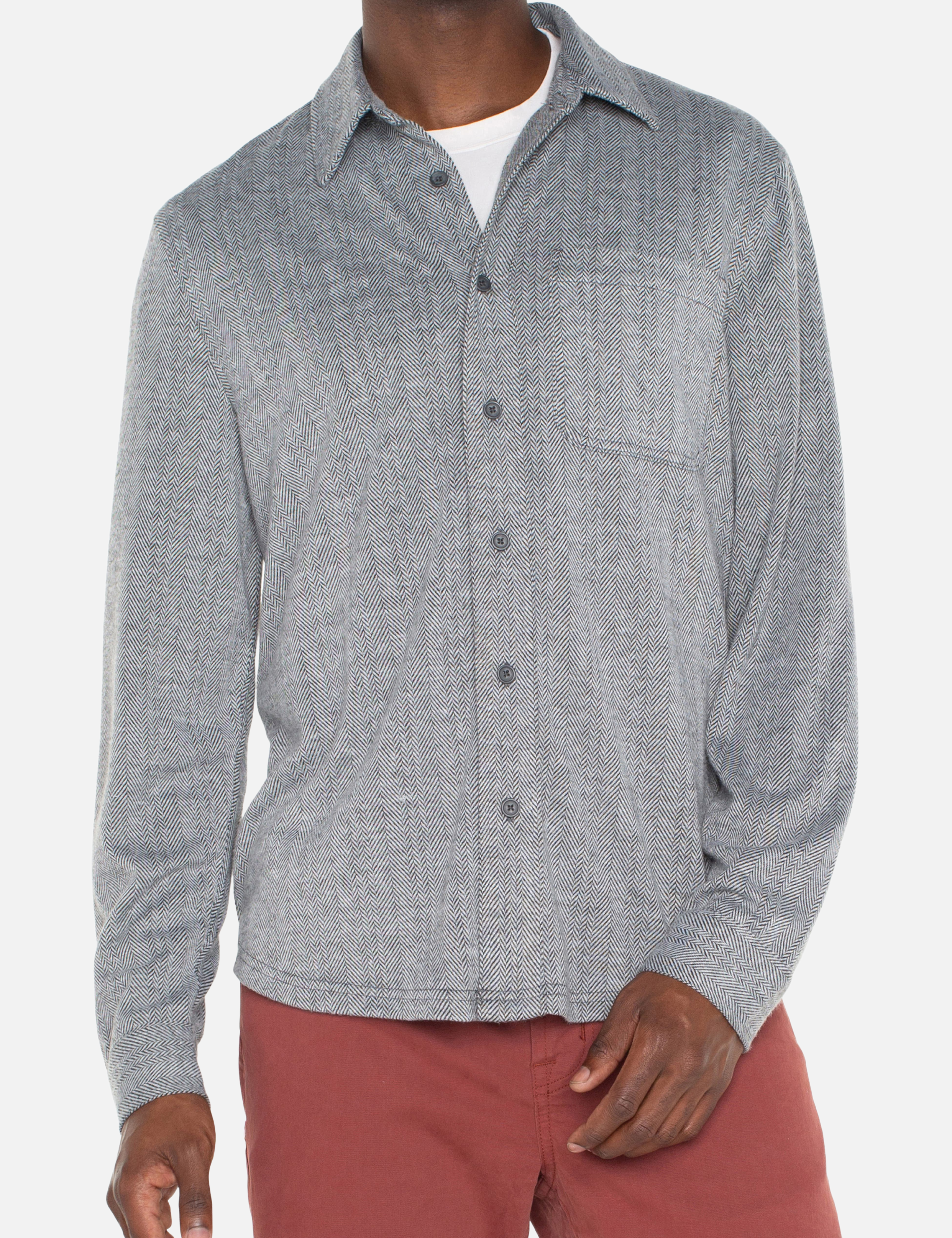 Liverpool Knit LS Long Sleeve Button Up Shirt Collared Front Pocket Top for Men Kempt Athens Menswear Store