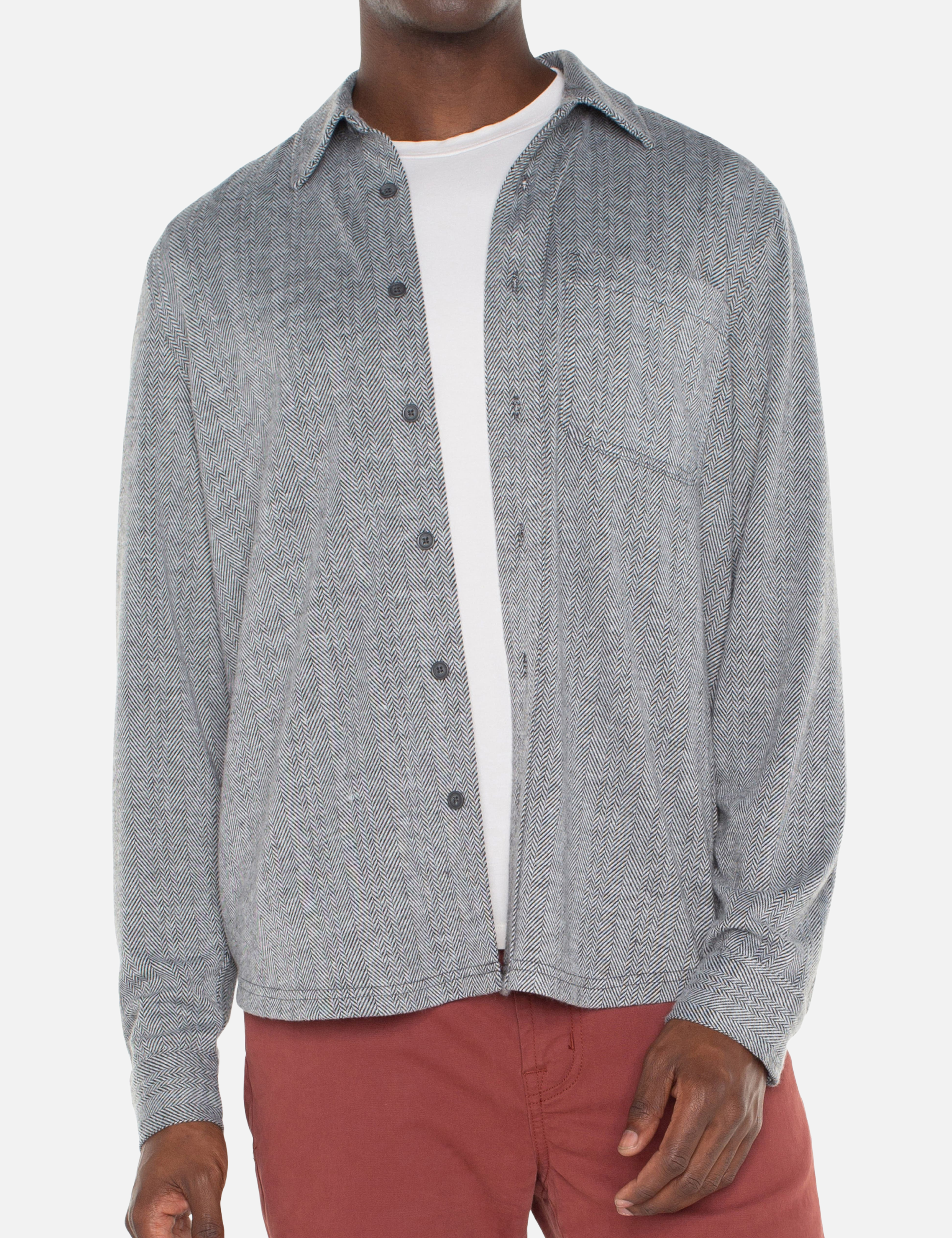Liverpool Knit LS Long Sleeve Button Up Shirt Collared Front Pocket Top for Men Kempt Athens Menswear Store