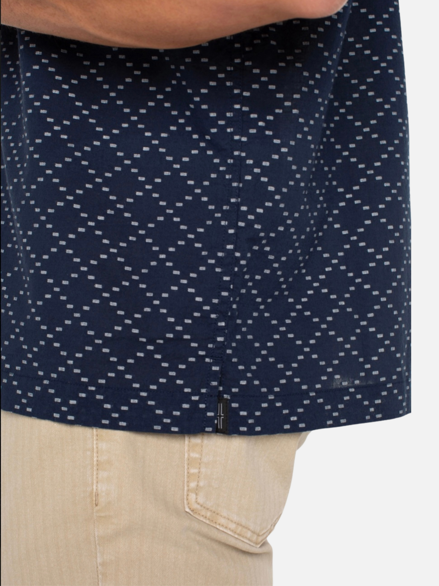 Liverpool Lattice SS Short Sleeve Men’s Button Up Shirt Navy Ivory Pattern Spring Summer Casual Top for Men Athens GA Georgia Kempt Menswear Store Near Me
