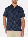 Liverpool Lattice SS Short Sleeve Men’s Button Up Shirt Navy Ivory Pattern Spring Summer Casual Top for Men Athens GA Georgia Kempt Menswear Store Near Me
