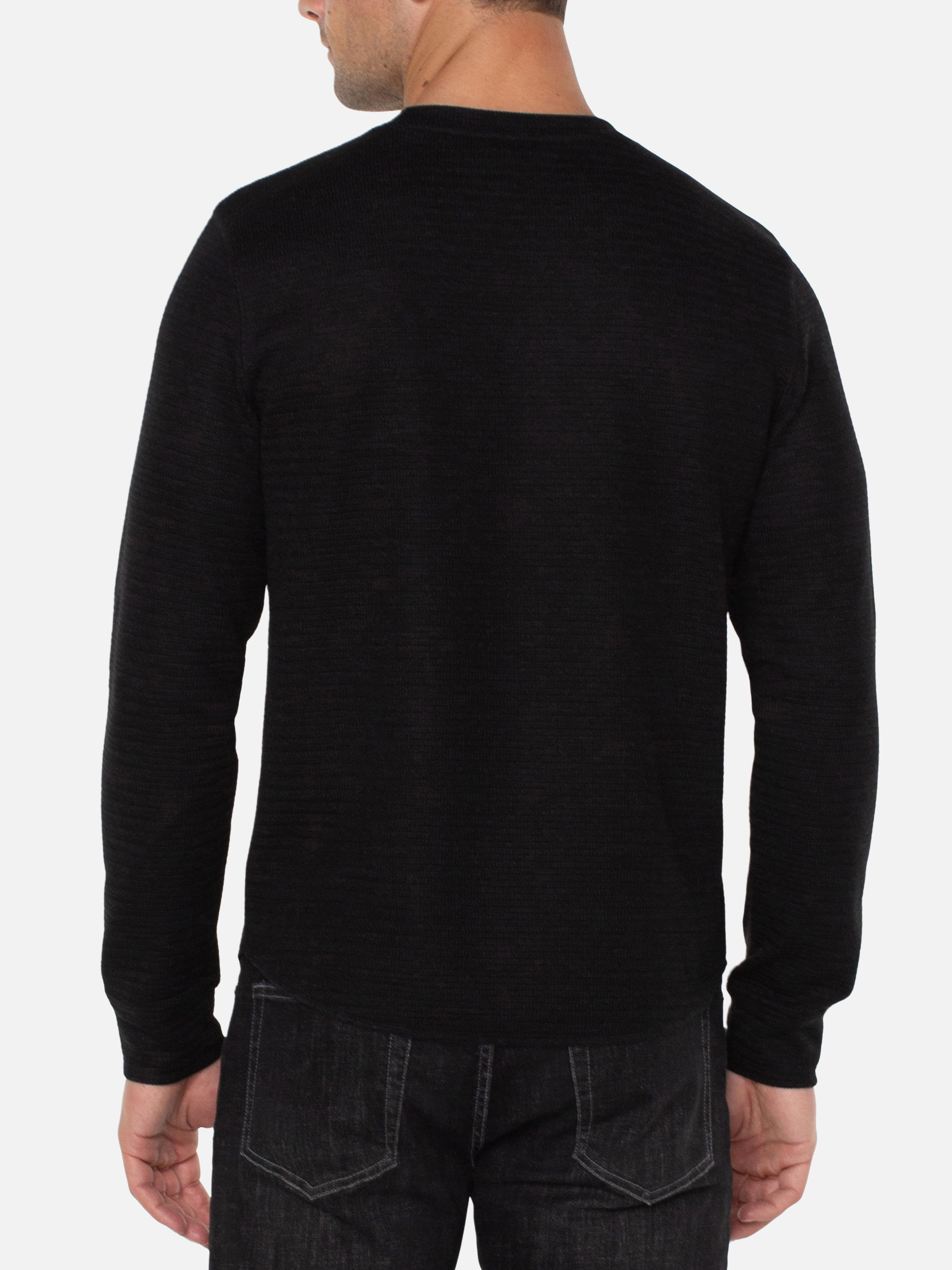 Liverpool Long Sleeve LS Crew Black Shirt Double Knit Texture Fall Winter Men’s Tops for Men Athens GA Georgia Kempt Menswear Store Near Me