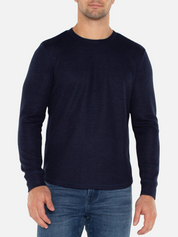 Liverpool Long Sleeve LS Crew Navy Blue Shirt Double Knit Texture Fall Winter Men’s Tops for Men Athens GA Georgia Kempt Menswear Store Near Me