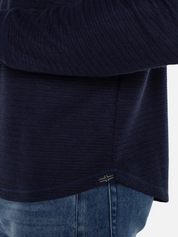 Liverpool Long Sleeve LS Crew Navy Blue Shirt Double Knit Texture Fall Winter Men’s Tops for Men Athens GA Georgia Kempt Menswear Store Near Me