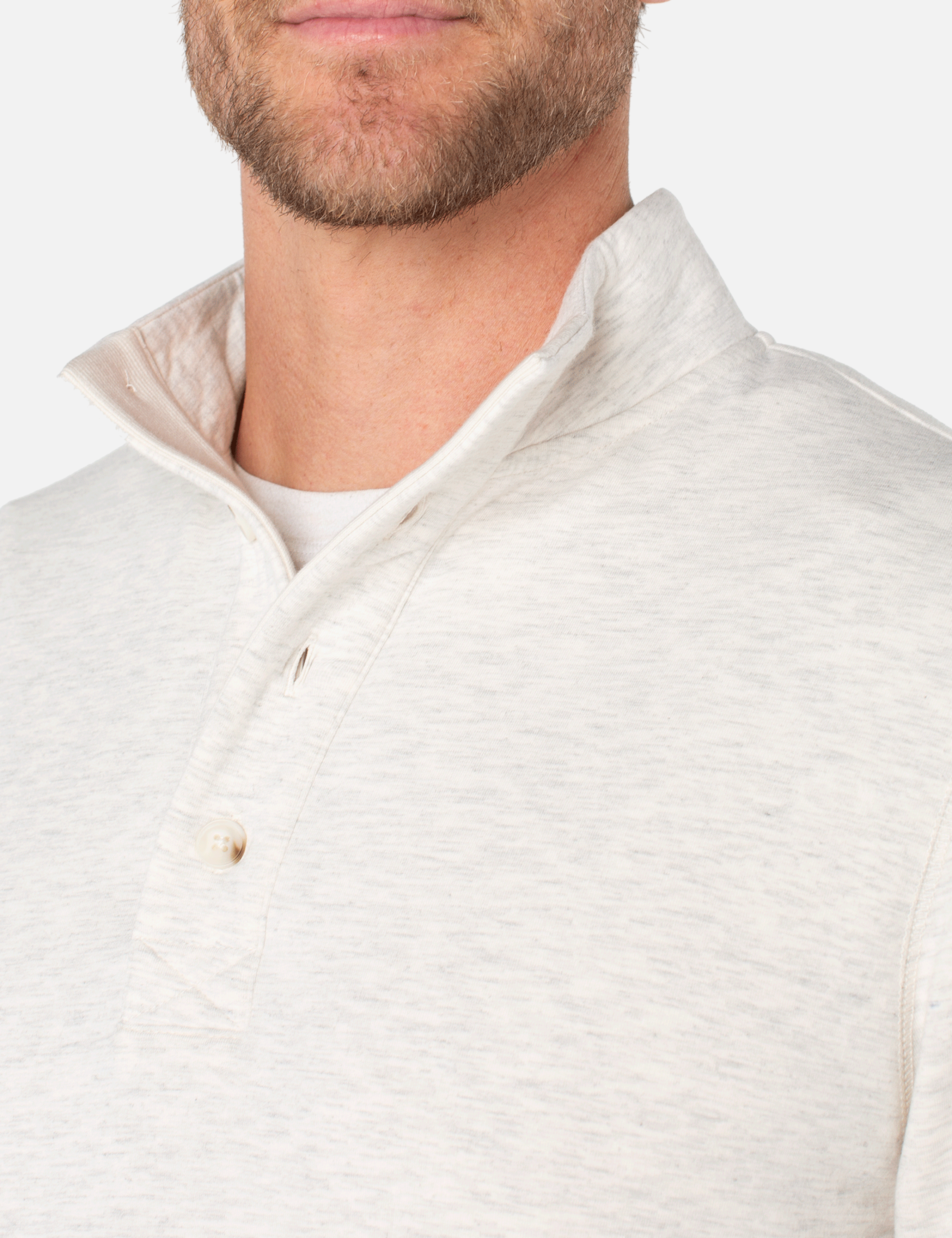 Liverpool Raleigh Mock Neck Cream Ivory Grey Gray Button LS Long Sleeve Shirt Men’s Tops for Men Athens GA Georgia Kempt Menswear Store Near Me