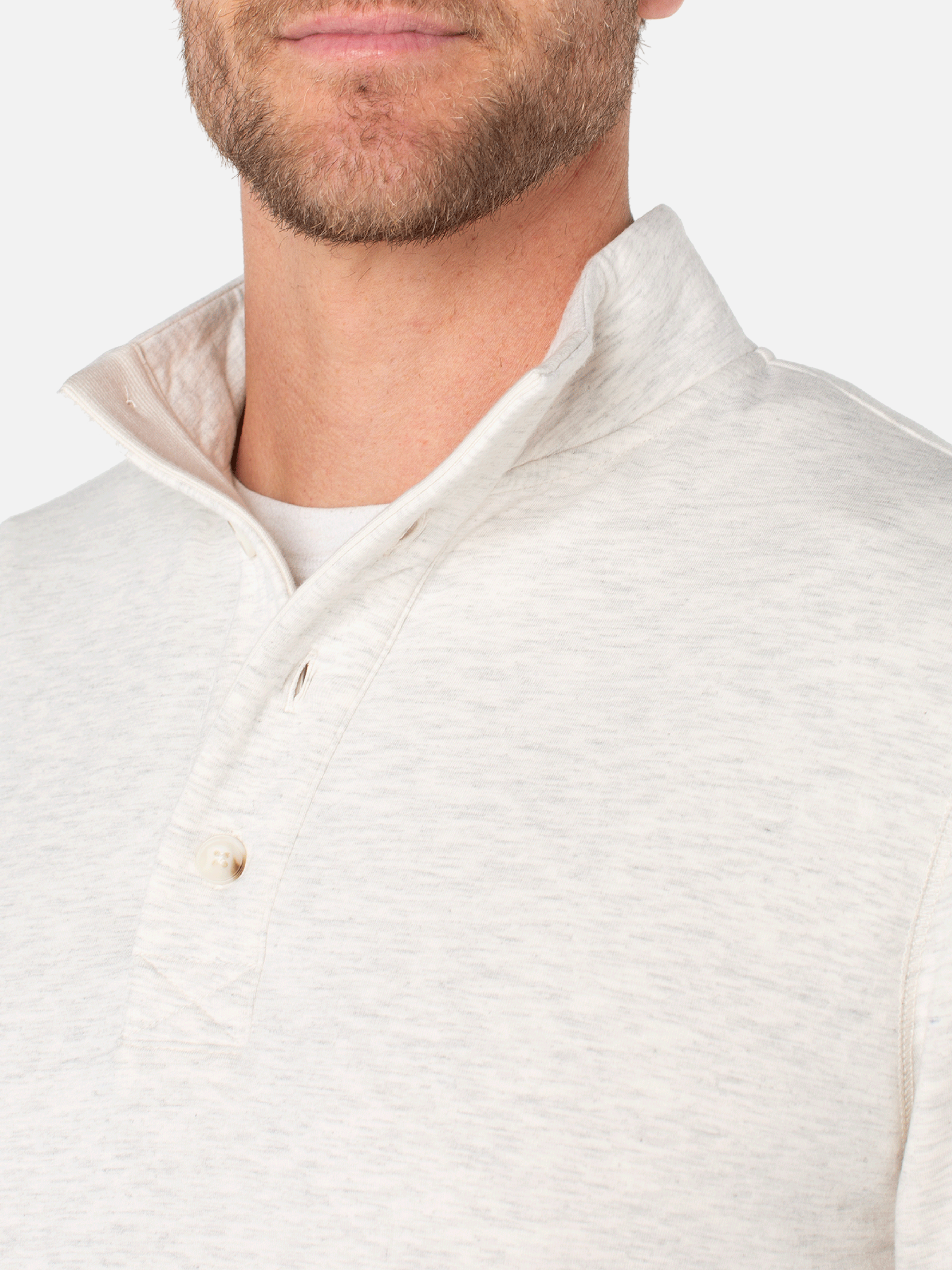 Liverpool Raleigh Mock Neck Cream Ivory Grey Gray Button LS Long Sleeve Shirt Men’s Tops for Men Athens GA Georgia Kempt Menswear Store Near Me