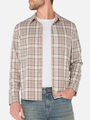 Liverpool Santa Fe Button Up Collared Khaki Rust Plaid Pattern Multi-Colored LS Long Sleeve Men’s Fall Winter Tops for Men Athens GA Georgia Kempt Menswear Store Near Me