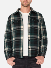 Liverpool Fraser Shirt Jacket Spruce Green Black Multicolor Plaid Pattern LS Long Sleeve Collared Button Down Winter Men’s Tops for Men Athens GA Georgi Kempt Menswear Store Near Me