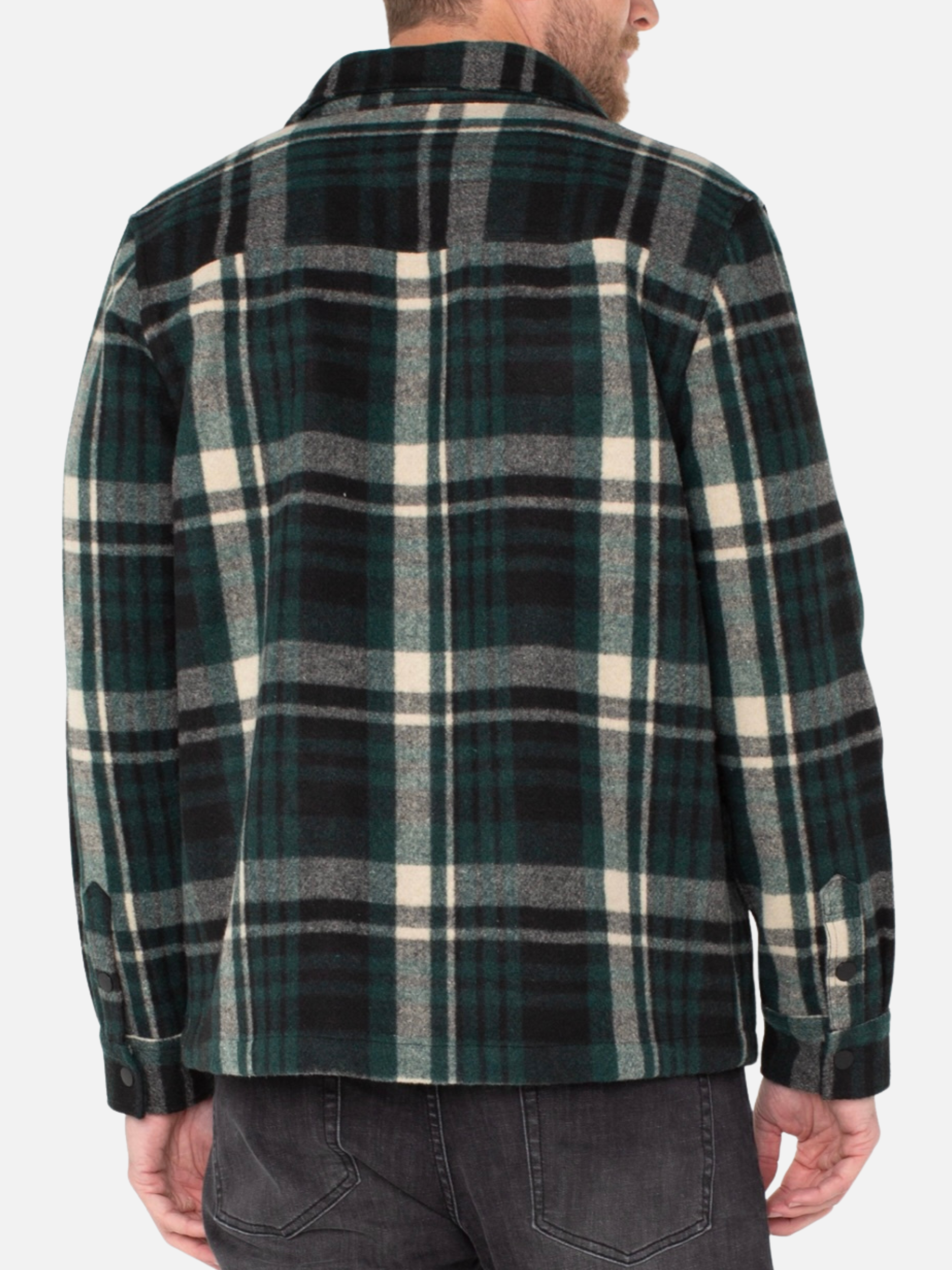 Liverpool Fraser Shirt Jacket Spruce Green Black Multicolor Plaid Pattern LS Long Sleeve Collared Button Down Winter Men’s Tops for Men Athens GA Georgi Kempt Menswear Store Near Me